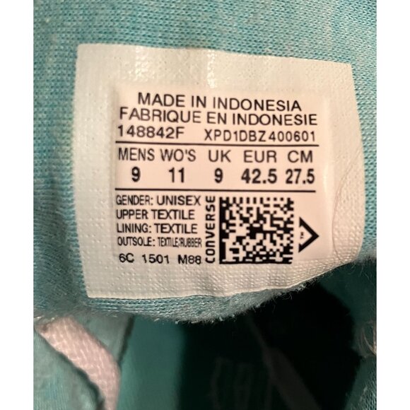 Converse Mens All Star High Top Peacock Acor Striped Sneakers Size 9 Blue SP EXC - Picture 7 of 12